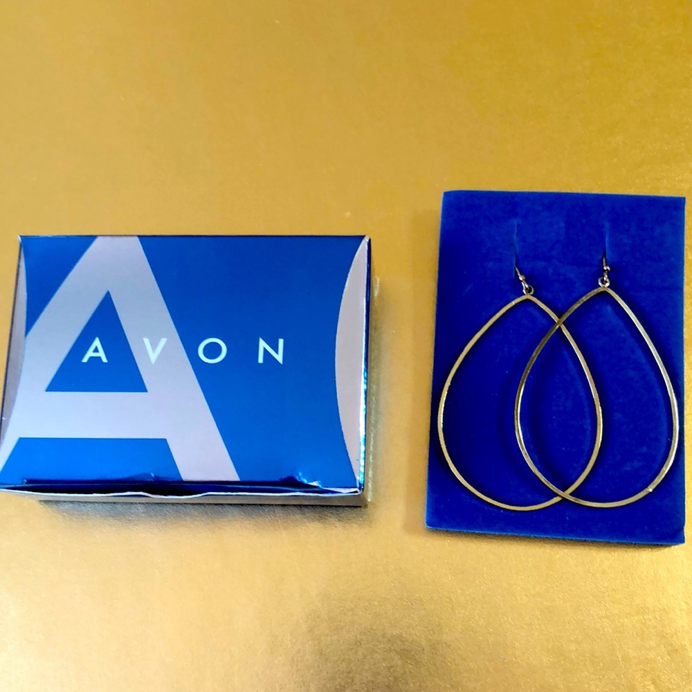New from Avon Teardrop Hoop Earrings Goldtone